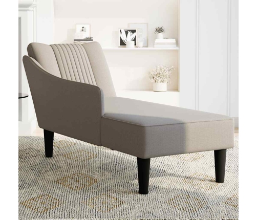 Chaise longue con reposabrazos derecho tela color topo