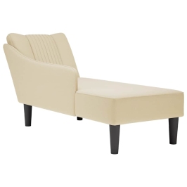 Chaise longue con reposabrazos derecho tela crema