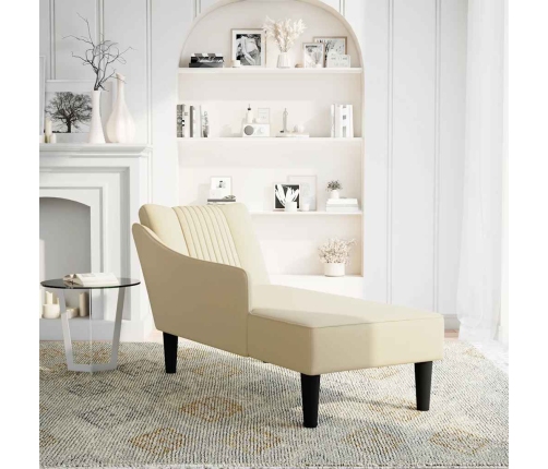 Chaise longue con reposabrazos derecho tela crema