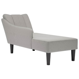 Chaise longue con reposabrazos derecho tela gris nube