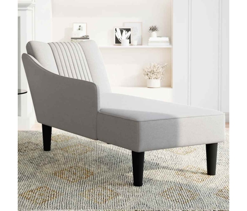 Chaise longue con reposabrazos derecho tela gris nube