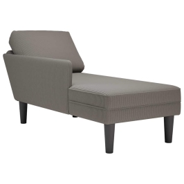 Chaise longue con cojín de tela de pana gris claro