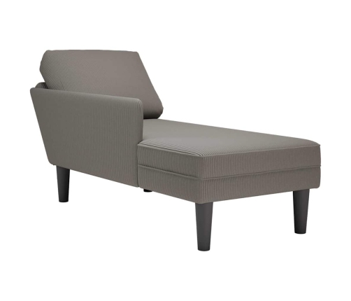 Chaise longue con cojín de tela de pana gris claro