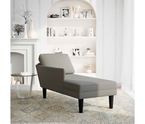 Chaise longue con cojín de tela de pana gris claro