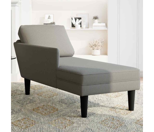 Chaise longue con cojín de tela de pana gris claro