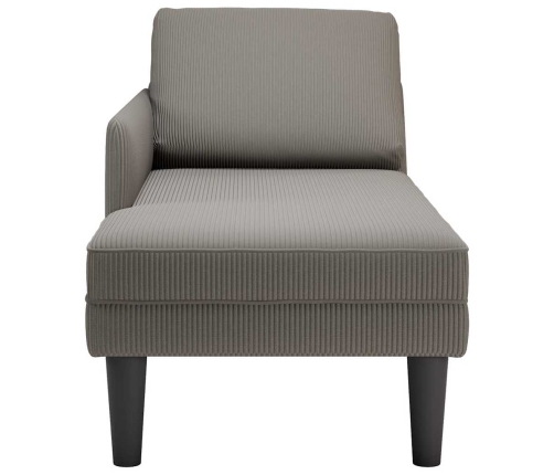 Chaise longue con cojín de tela de pana gris claro