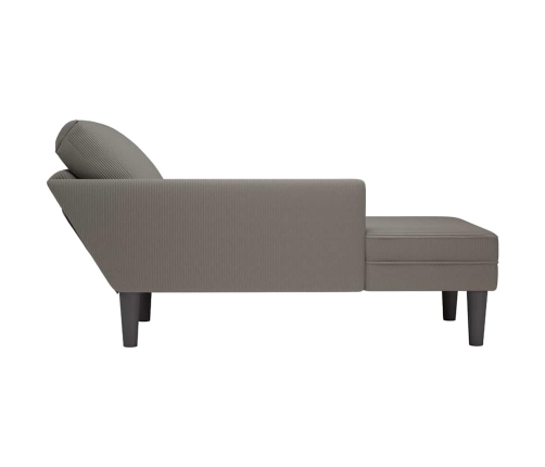 Chaise longue con cojín de tela de pana gris claro