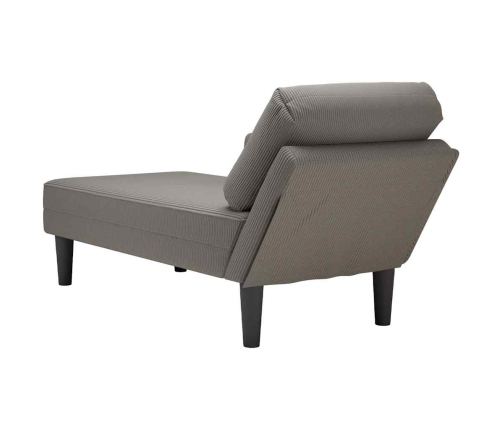 Chaise longue con cojín de tela de pana gris claro