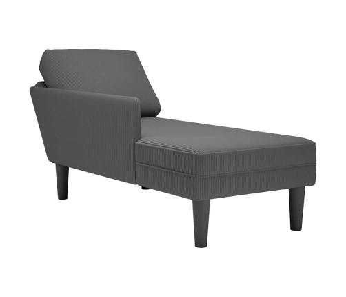 Chaise longue con cojín de tela de pana gris oscuro