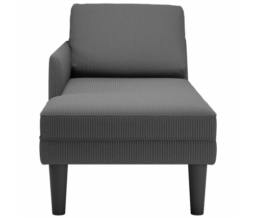 Chaise longue con cojín de tela de pana gris oscuro