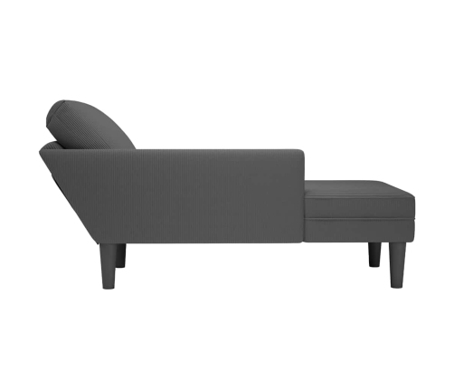 Chaise longue con cojín de tela de pana gris oscuro