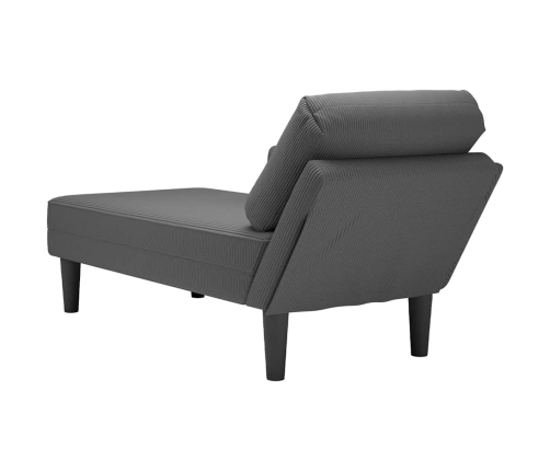 Chaise longue con cojín de tela de pana gris oscuro