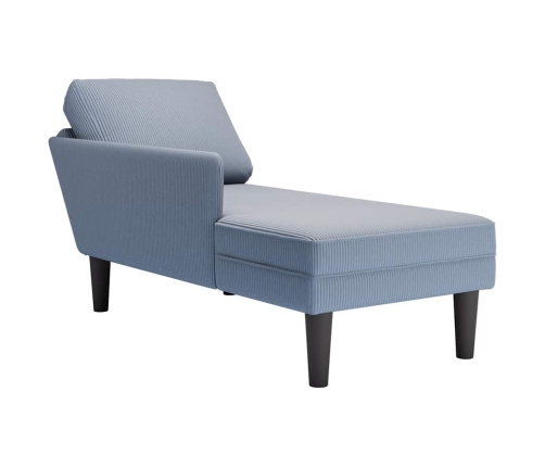 Chaise longue con cojín de tela de pana azul