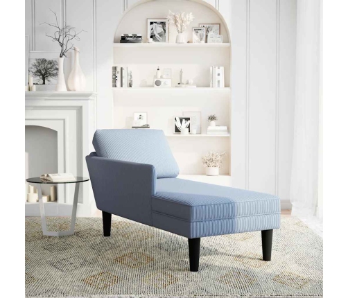 Chaise longue con cojín de tela de pana azul