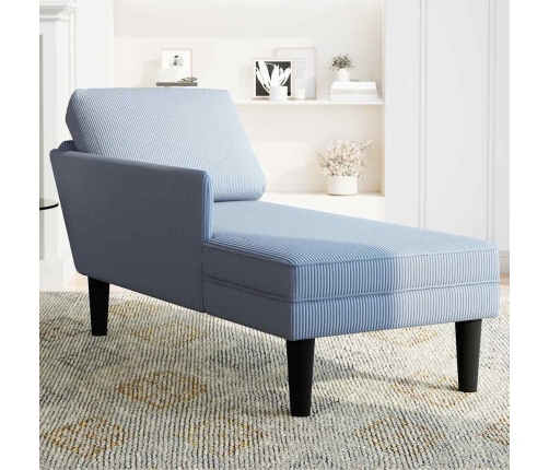 Chaise longue con cojín de tela de pana azul