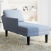 Chaise longue con cojín de tela de pana azul