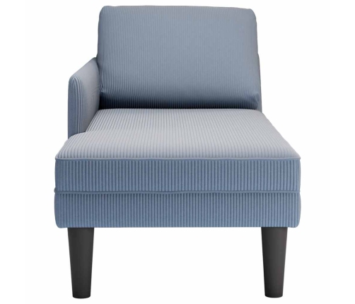 Chaise longue con cojín de tela de pana azul