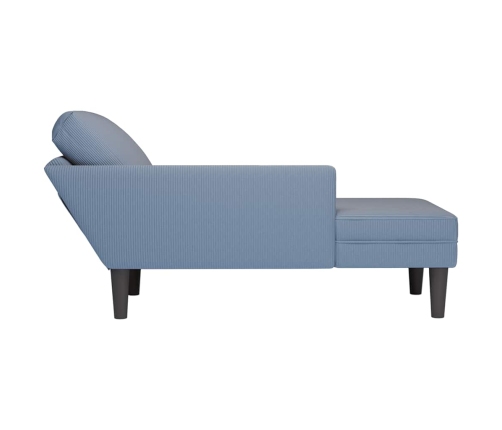 Chaise longue con cojín de tela de pana azul