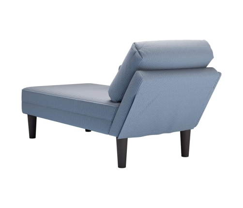 Chaise longue con cojín de tela de pana azul