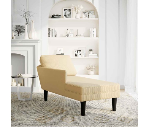 Chaise longue con cojín de tela de pana gris