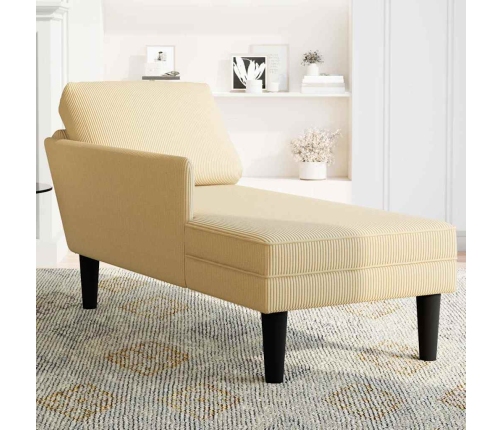 Chaise longue con cojín de tela de pana gris