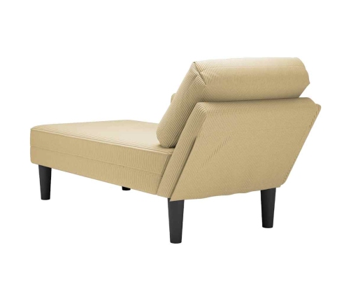 Chaise longue con cojín de tela de pana gris