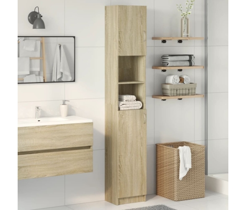 Armario baño madera de ingeniería color roble 32x25,5x190 cm