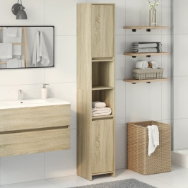 Armario de baño madera contrachapada color roble 30x30x183,5 cm