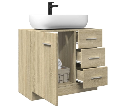 Armario para lavabo madera contrachapada color roble 63x30x54cm