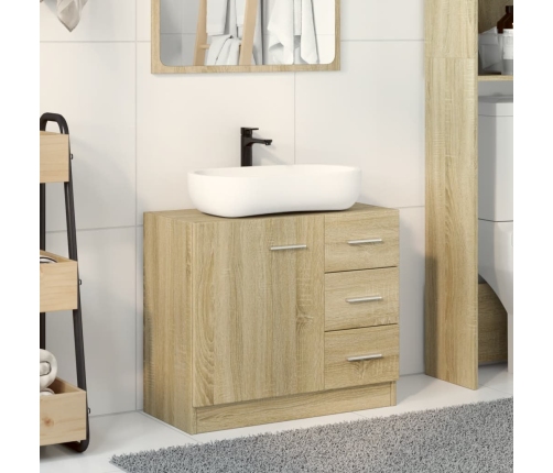 Armario para lavabo madera contrachapada color roble 63x30x54cm