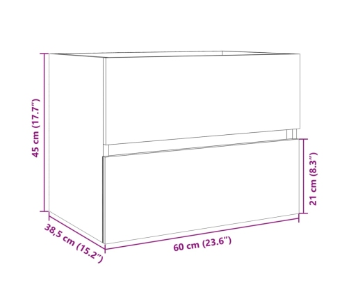 Armario de lavabo contrachapada roble Sonoma 60x38,5x45 cm