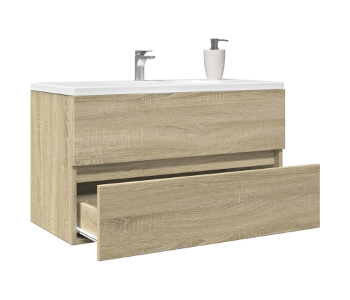 Armario lavabo madera de ingeniería roble Sonoma 80x38,5x45 cm