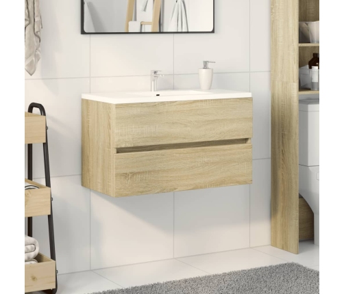 Armario lavabo madera de ingeniería roble Sonoma 80x38,5x45 cm