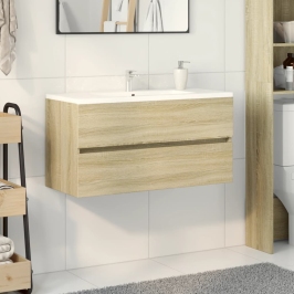 Armario lavabo madera contrachapada roble Sonoma 90x38,5x45 cm