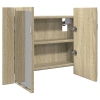 Armario con espejo LED madera roble Sonoma 60x12x45 cm