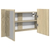 Armario con espejo LED madera roble Sonoma 80x12x45 cm