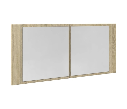 Armario y espejo LED madera ingeniería roble Sonoma 100x12x45cm