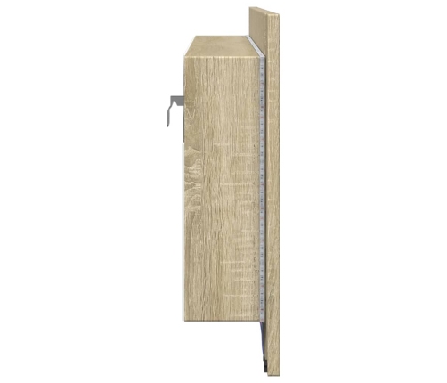 Armario y espejo LED madera ingeniería roble Sonoma 100x12x45cm