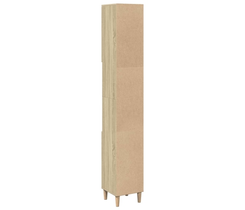 Armario de baño madera contrachapada roble Sonoma 30x30x190 cm