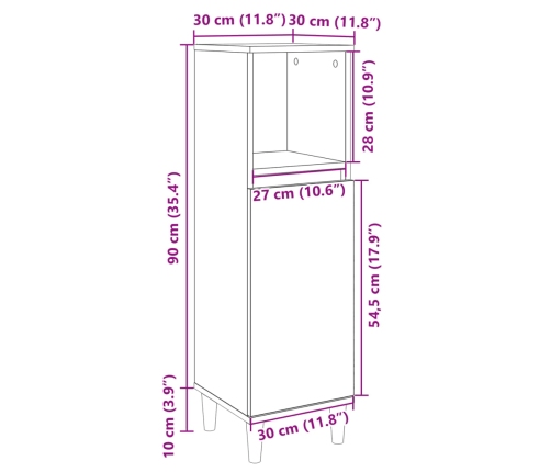 Armario de baño madera contrachapada roble Sonoma 30x30x100 cm