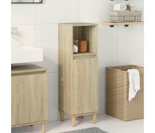 Armario de baño madera contrachapada roble Sonoma 30x30x100 cm