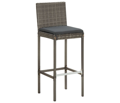 Mesa y taburetes de jardín 3 pzas madera acacia ratán PE gris