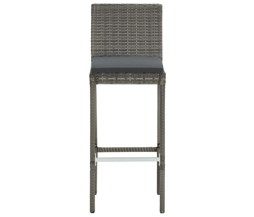 Mesa y taburetes de jardín 3 pzas madera acacia ratán PE gris