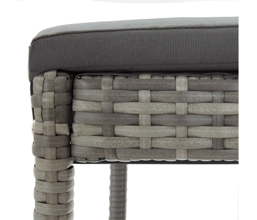 Mesa y taburetes de jardín 3 pzas madera acacia ratán PE gris