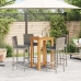 Mesa y taburetes de jardín 5 pzas madera acacia ratán PE gris