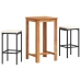Mesa y taburetes de jardín 3 pzas madera acacia ratán PE negro