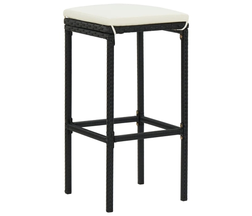 Mesa y taburetes de jardín 3 pzas madera acacia ratán PE negro