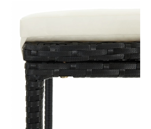 Mesa y taburetes de jardín 3 pzas madera acacia ratán PE negro