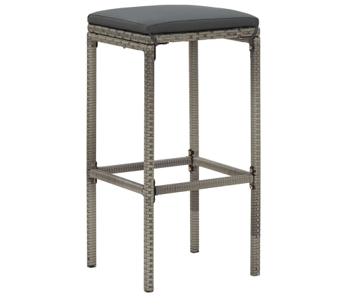 Mesa y taburetes de jardín 3 pzas madera acacia ratán PE gris