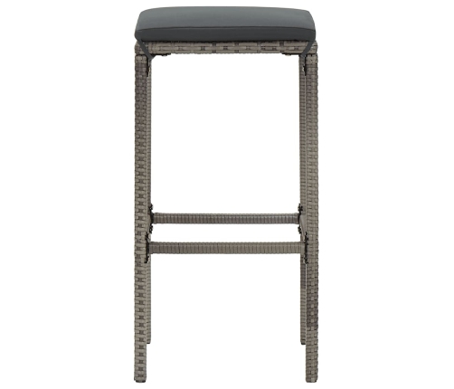 Mesa y taburetes de jardín 3 pzas madera acacia ratán PE gris